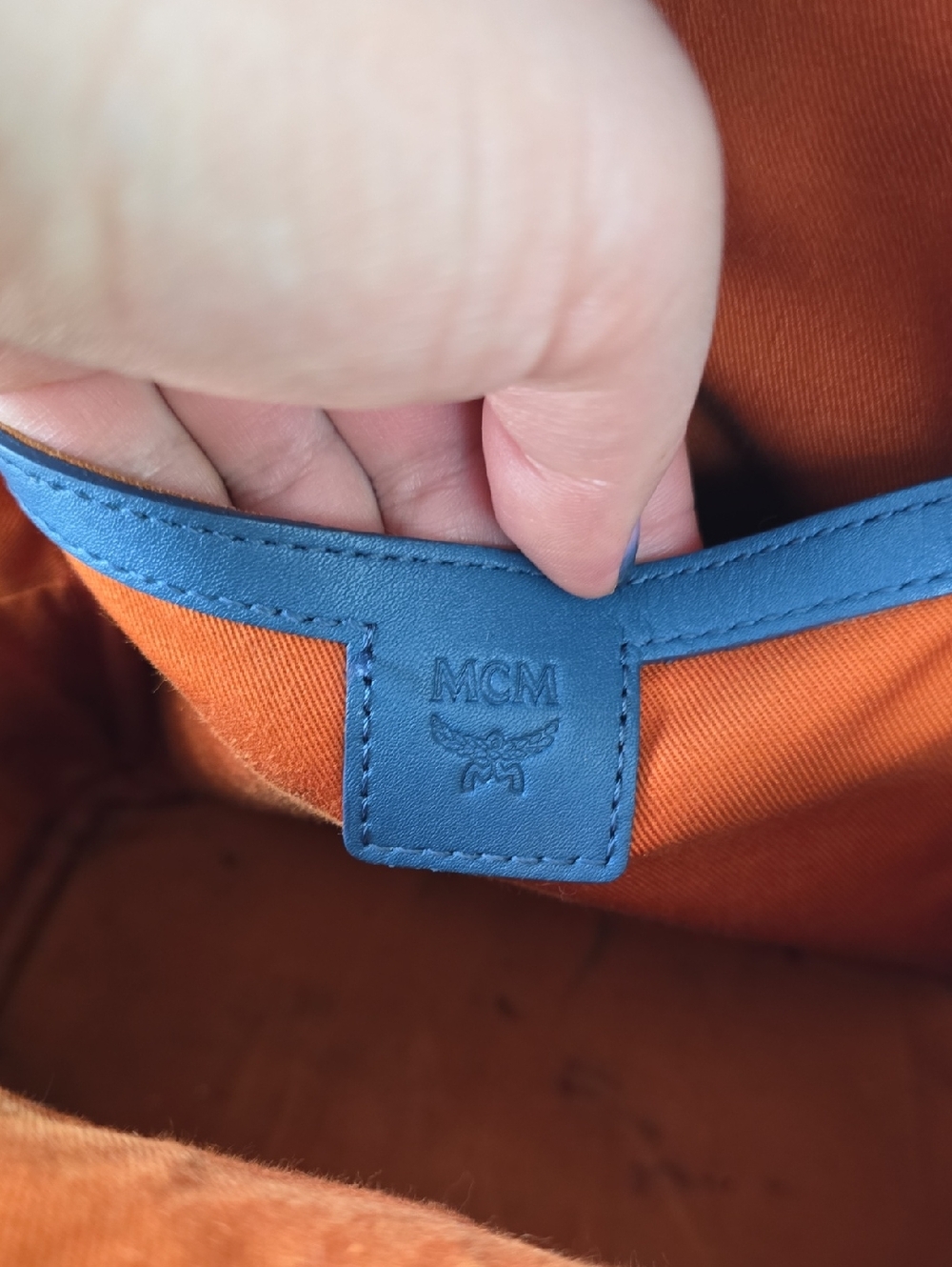 MCM Visetos Monogram Mini Stark Backpack Cognac Blue - Picture 16 of 16